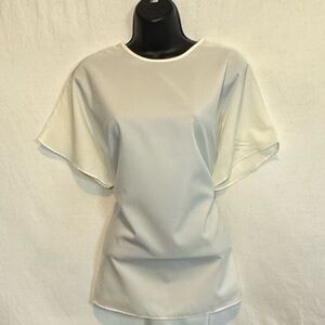 D-1 Lauren Lee‎ Vintage Cream Short Sleeve Pullover Blouse Size L